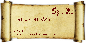 Szvitek Milán névjegykártya